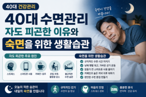 40대 수면 / 중년 수면관리 / 숙면 / 걷기